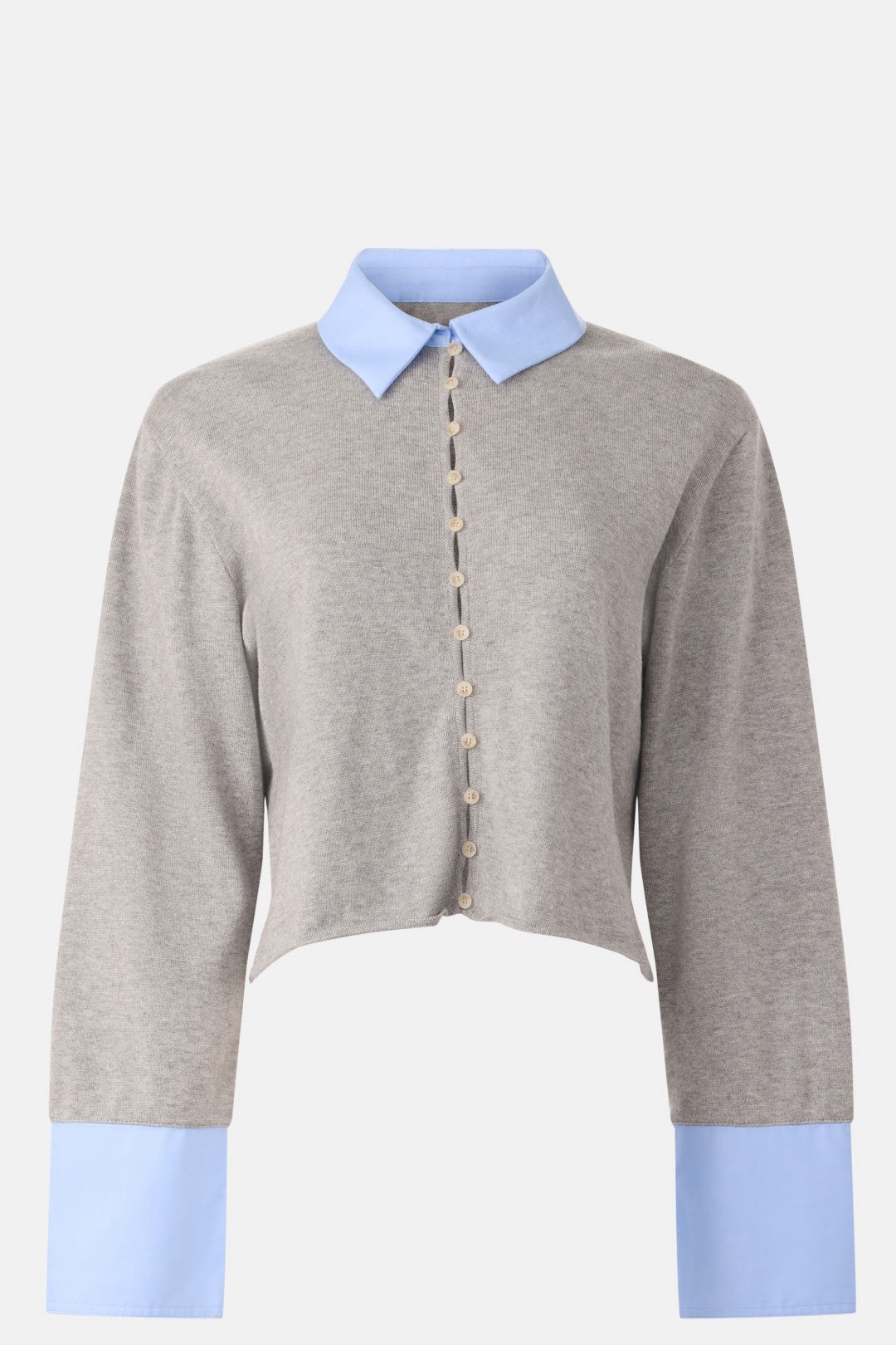 Cotton Cashmere Mixed Media Button Down Sweater by NAADAM 4