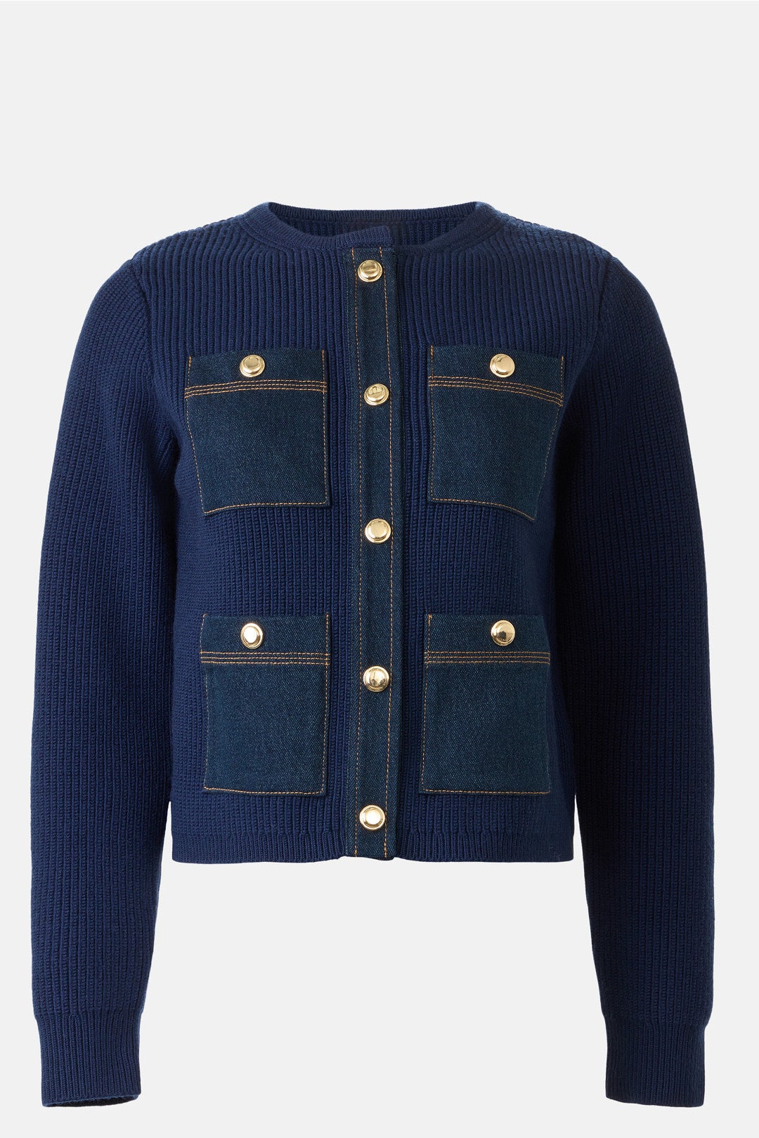 Alexandrea Denim Patch Pocket Cardigan by Sandro 4