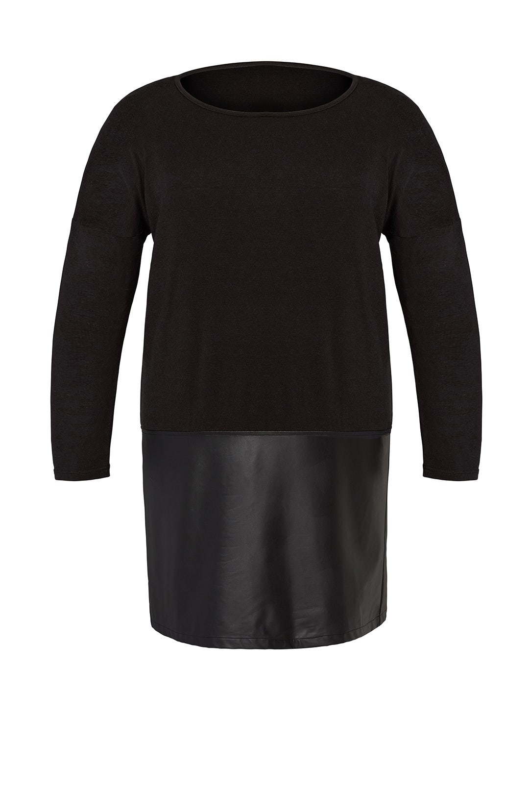Black Faux Leather Hem Dress by JUNAROSE