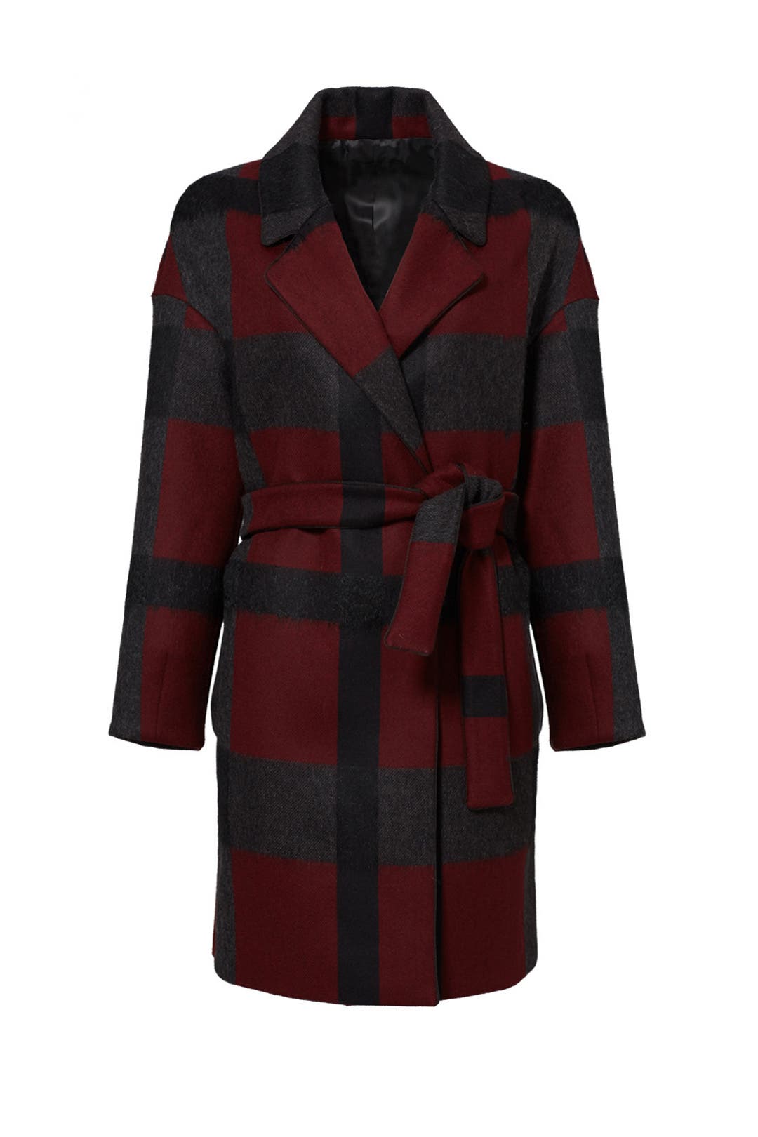 Burgundy Plaid Check Coat by Mother of Pearl for $164 | Rent the Runway