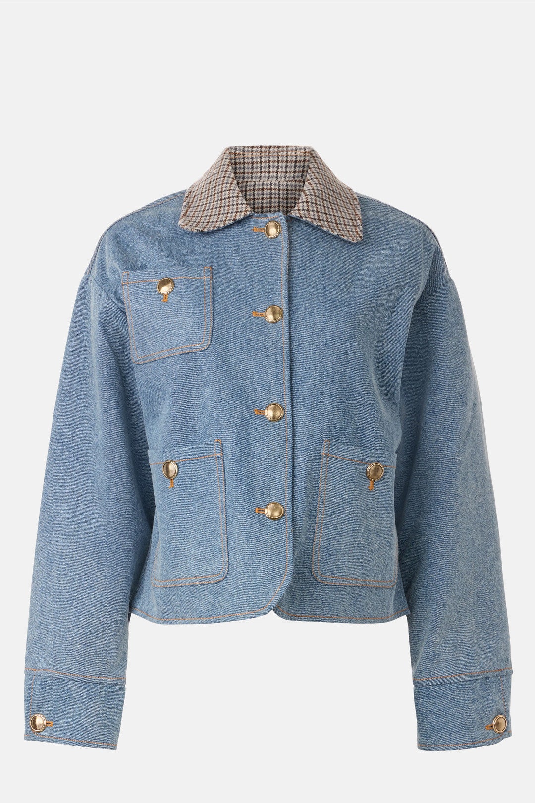 Light Blue Denim Jacket With Contrast Collar by Sandro 4