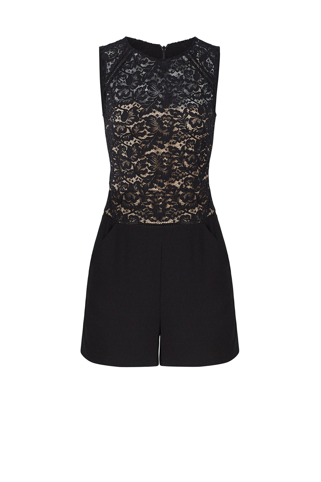 Black Lace Crepe Romper by Slate & Willow 3