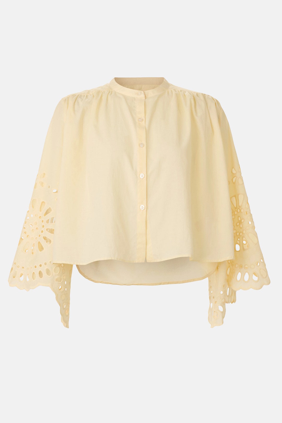 Button Front Laser Cut Blouse by Dress To 4