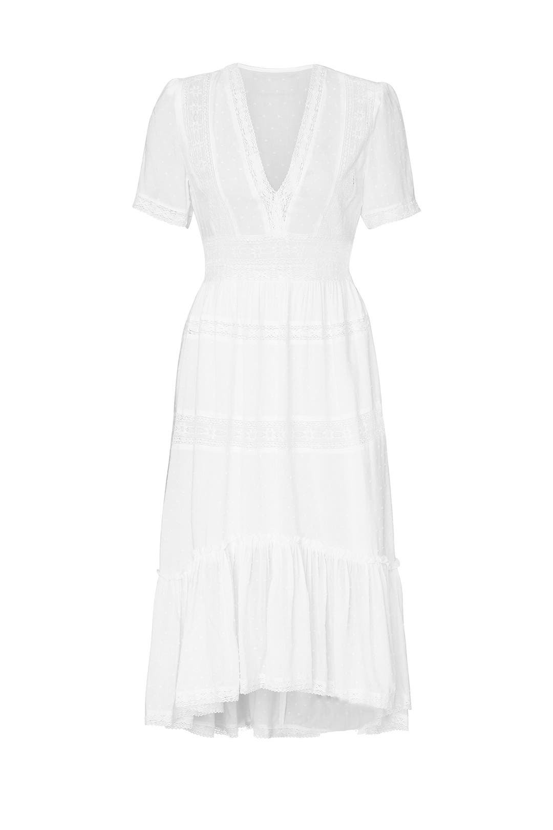 White Lace Deep V-Neck Dress by The Kooples 3