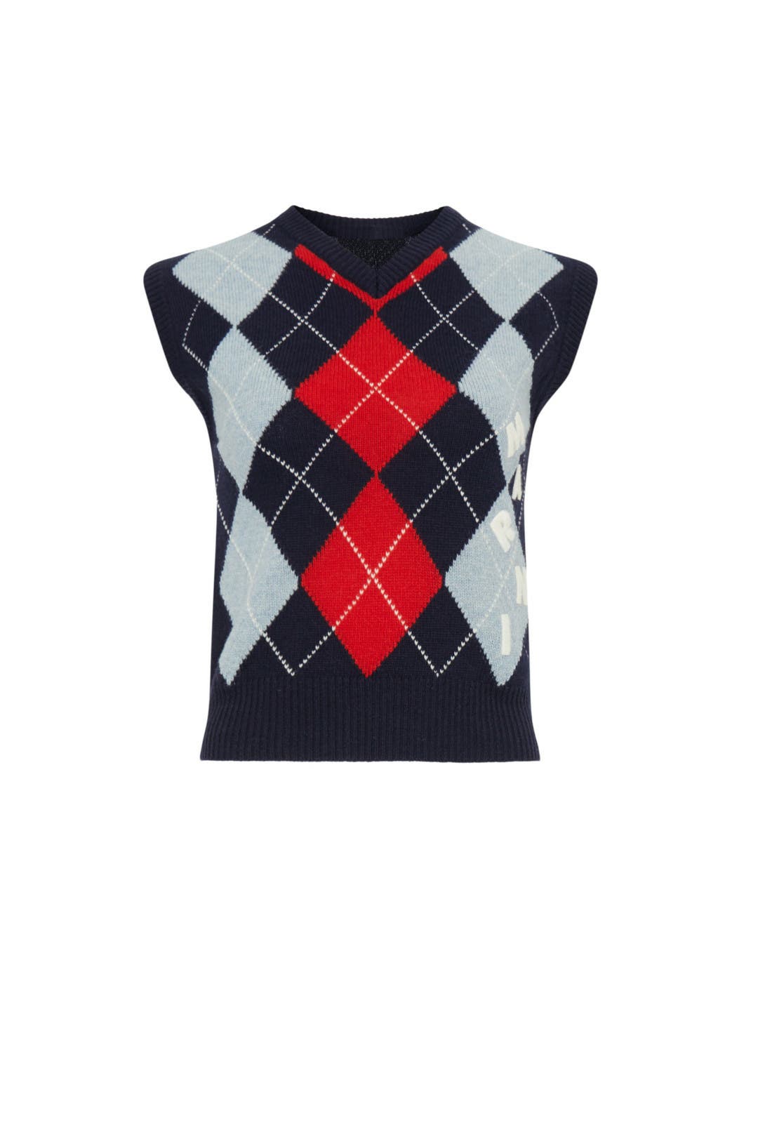 トップス 2022SS MARNI ICONIC MOHAIR ARGYLE VEST Marni Blue Iconic Mohair Argyle Vest Marni