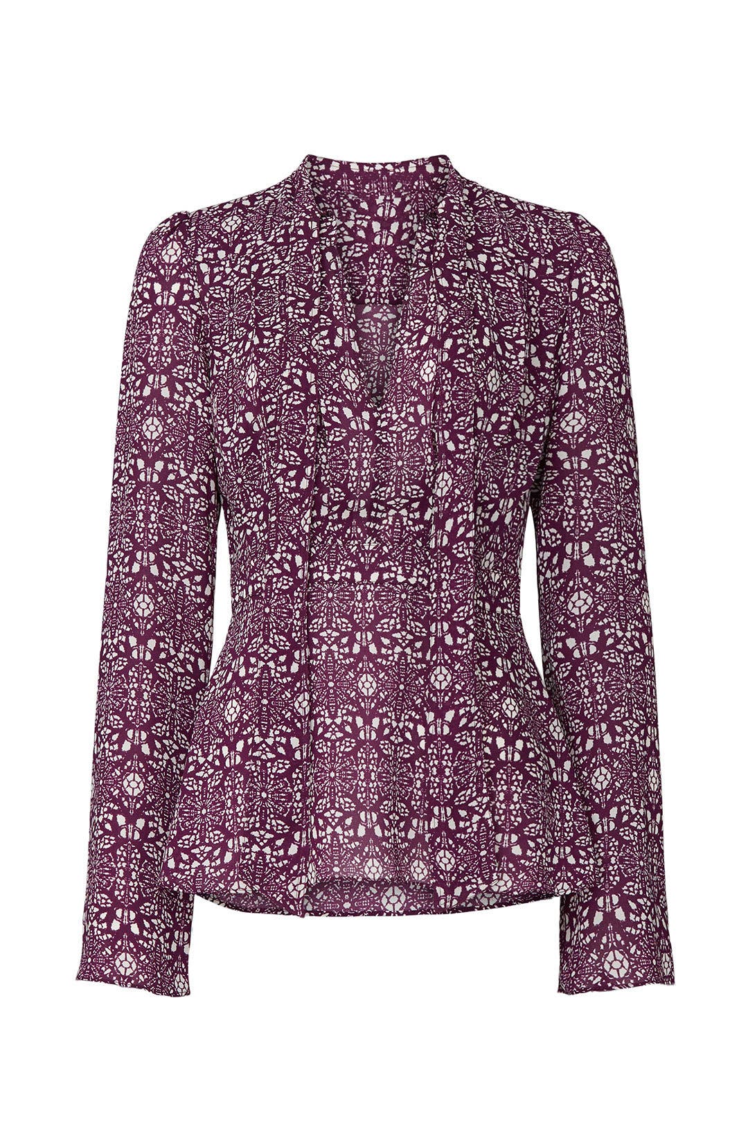 Purple Print Tie Neck Blouse by Derek Lam 10 Crosby x RTR | Rent