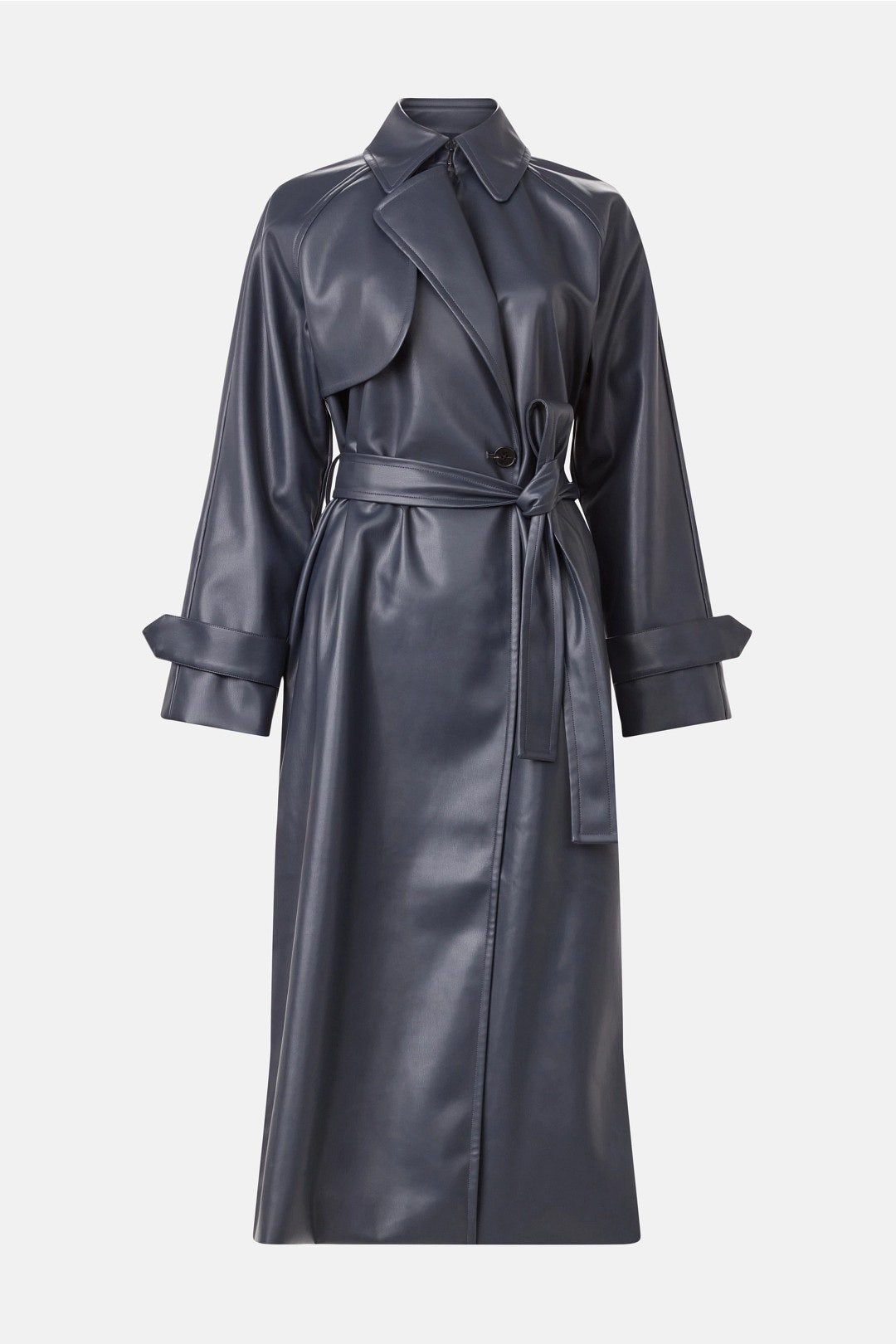 Navy Faux Leather Trench Coat by Jason Wu x RTR 4