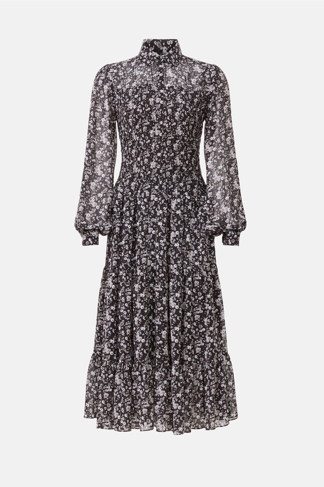 Smocked Button Down Shirt Dress by MICHAEL KORS 4