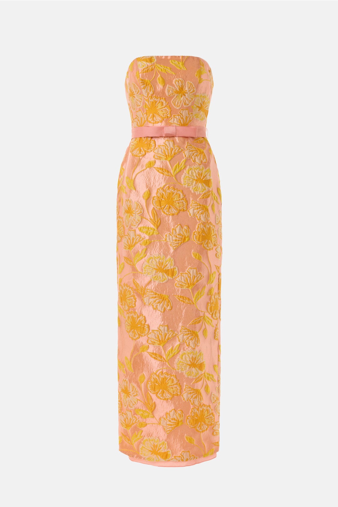 hm gold jacquard dress JACQUARD GOLD PLEATED OFF-SHOULDER DRESS | CULT MIA main image 0