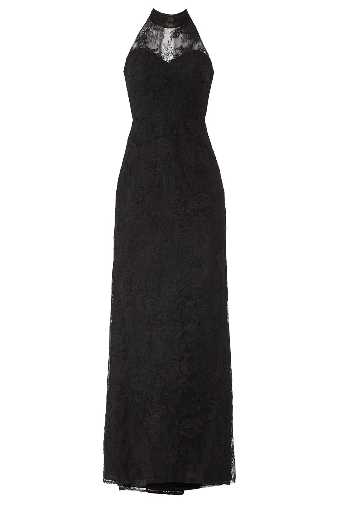 Black Lace Column Gown by Badgley Mischka 3