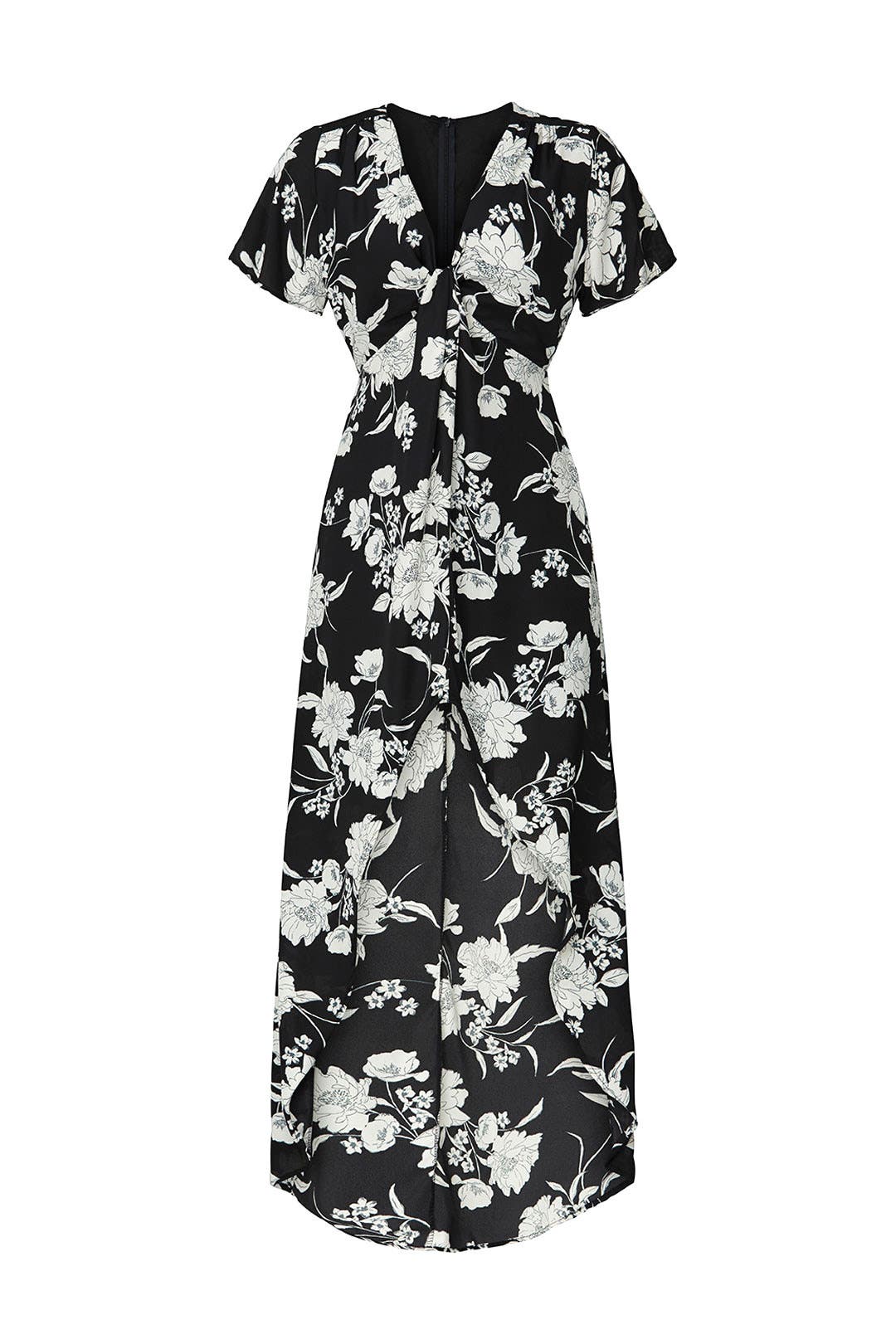 black and white floral dress  ShopVarenne stretch self fabric (83% rayon Beatrice Black and White Toile