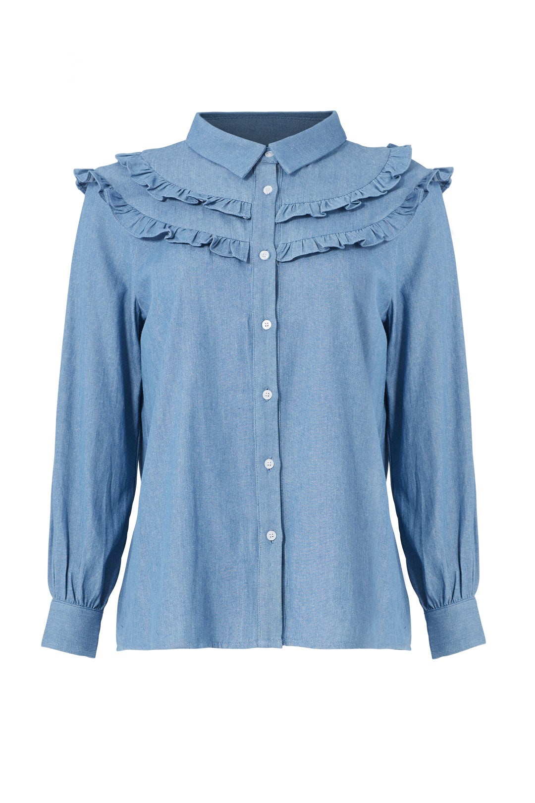Ruffled Denim Top by English Factory 3