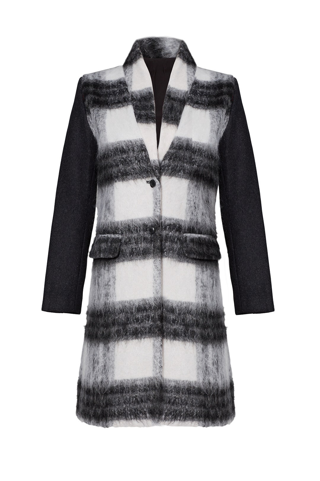 Black Plaid Printed Coat by Saylor