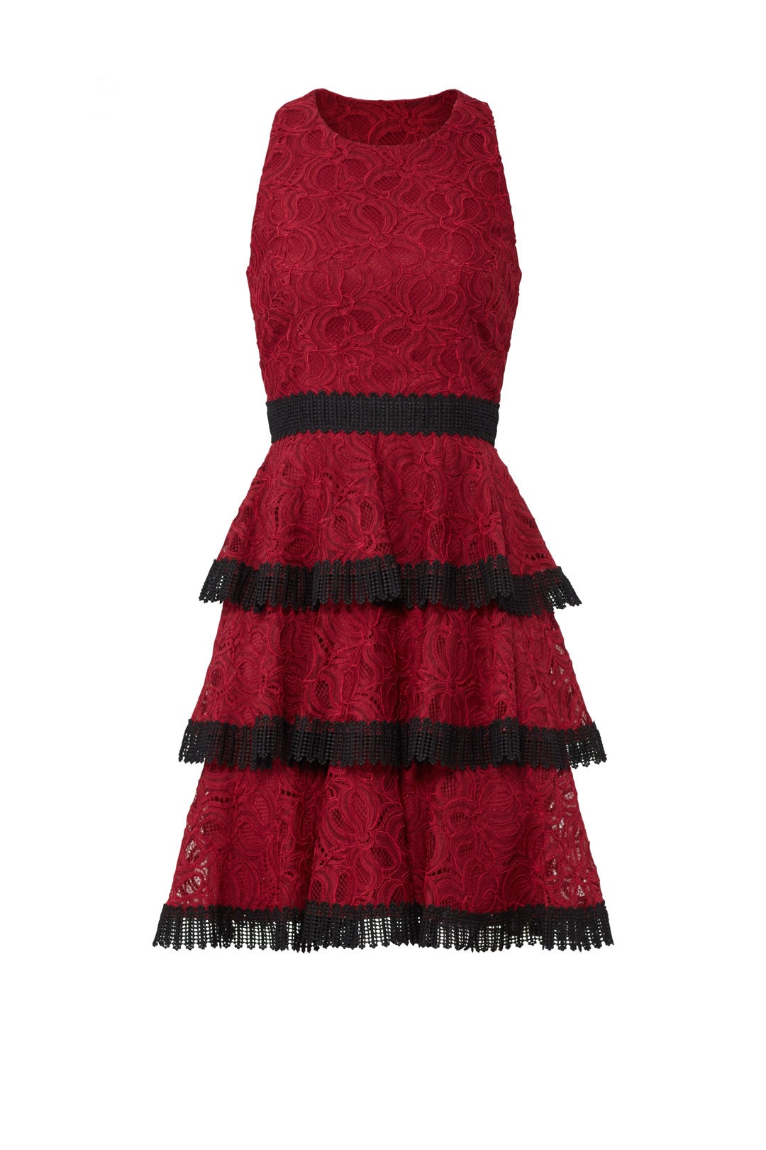 Red Tiered Dress by Aidan Mattox