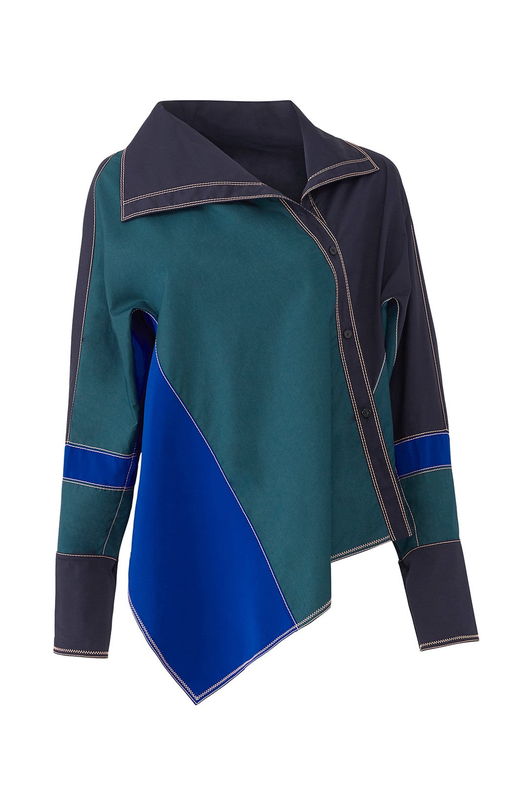 Colorblock Asymmetric Shirt by Peter Pilotto