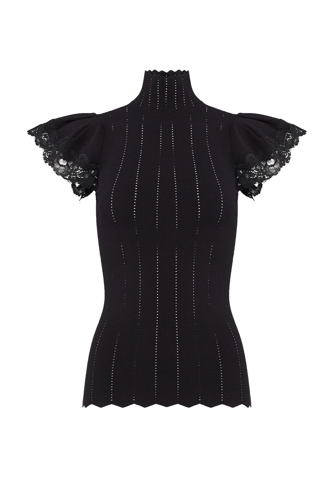 Black Peeking Lace Top by Rebecca Taylor NYC 4