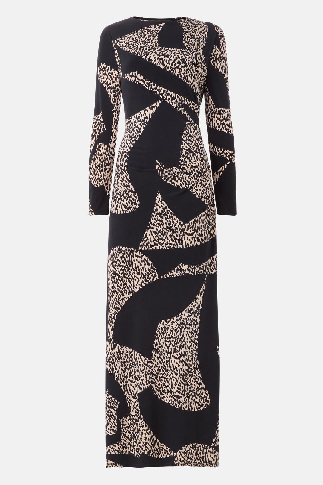 Glendale Jersey Long Sleeve Midi Wrap Dress In Green and Pink Leopard