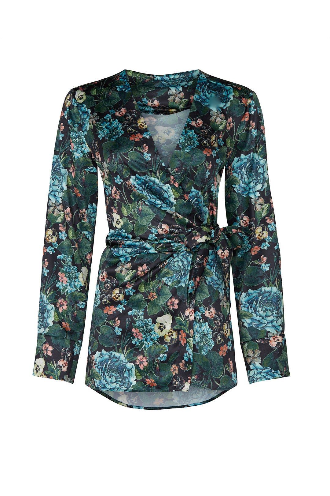 Navy Floral Wrap Top by Badgley Mischka 4