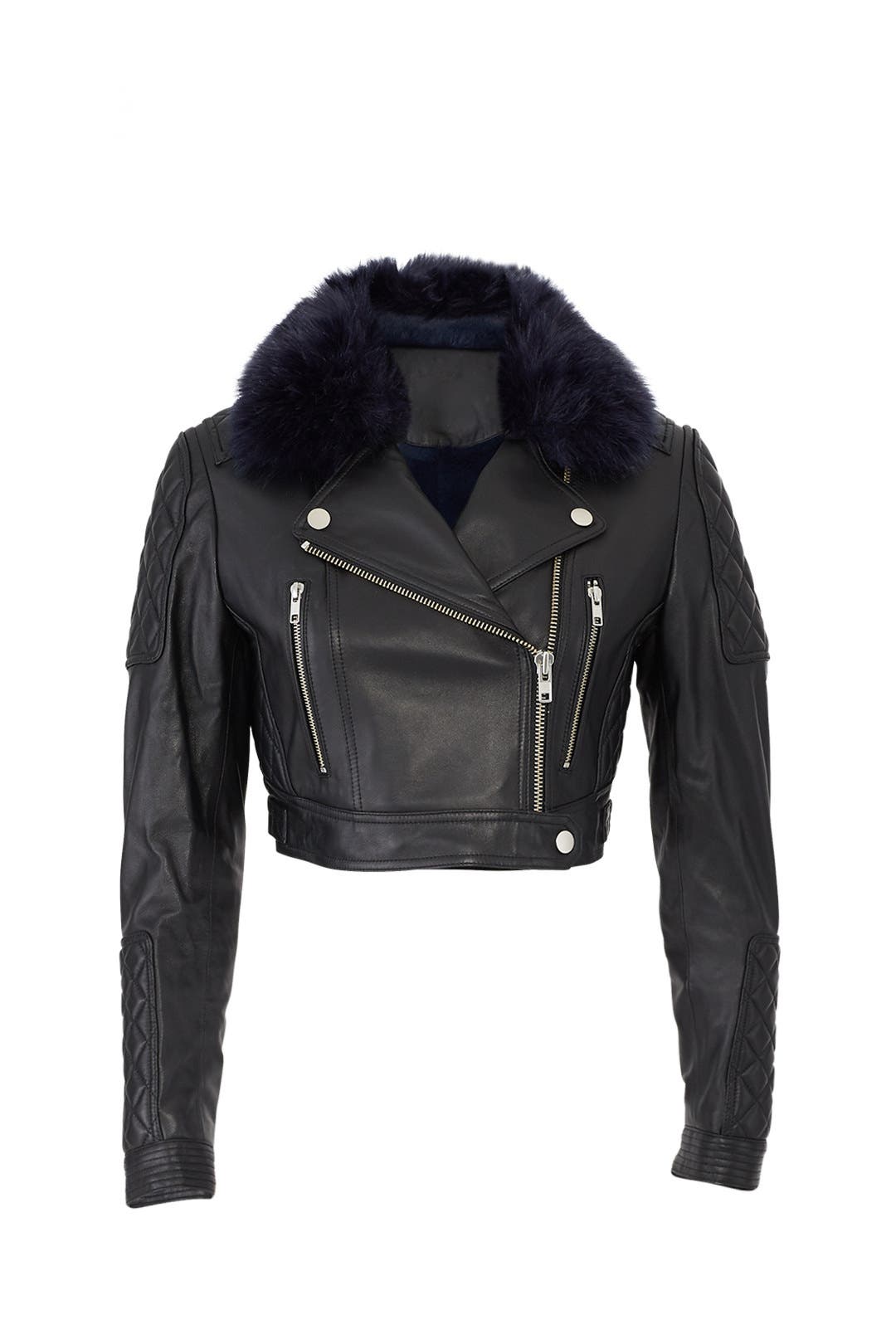 Faux Fur Cropped Leather Jacket by Samantha Sipos | Rent the