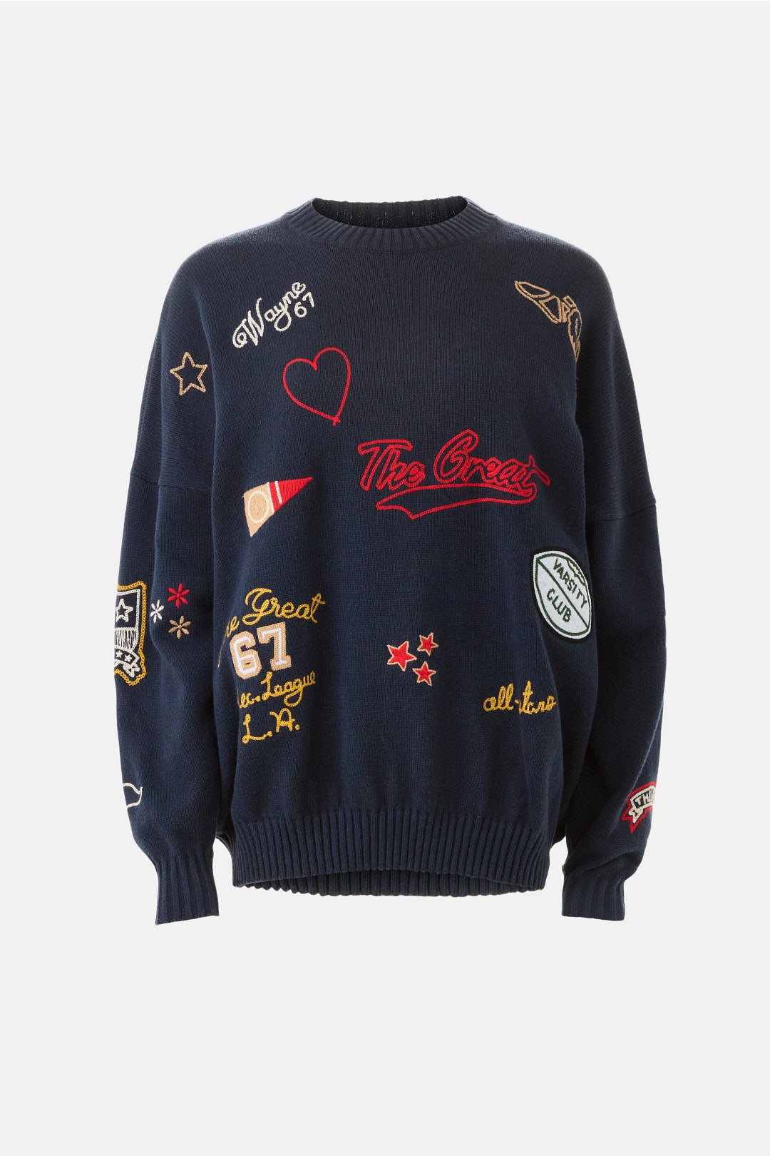 Embroidered Oversized Crewneck Sweater by The Great. 4