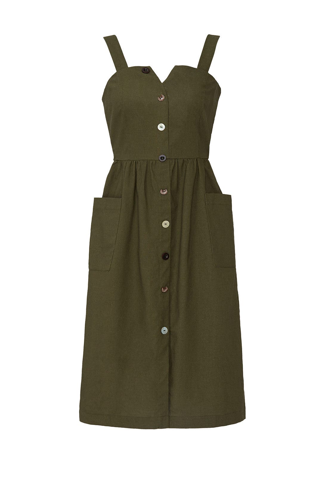 Green Button Front Dress by Moon River