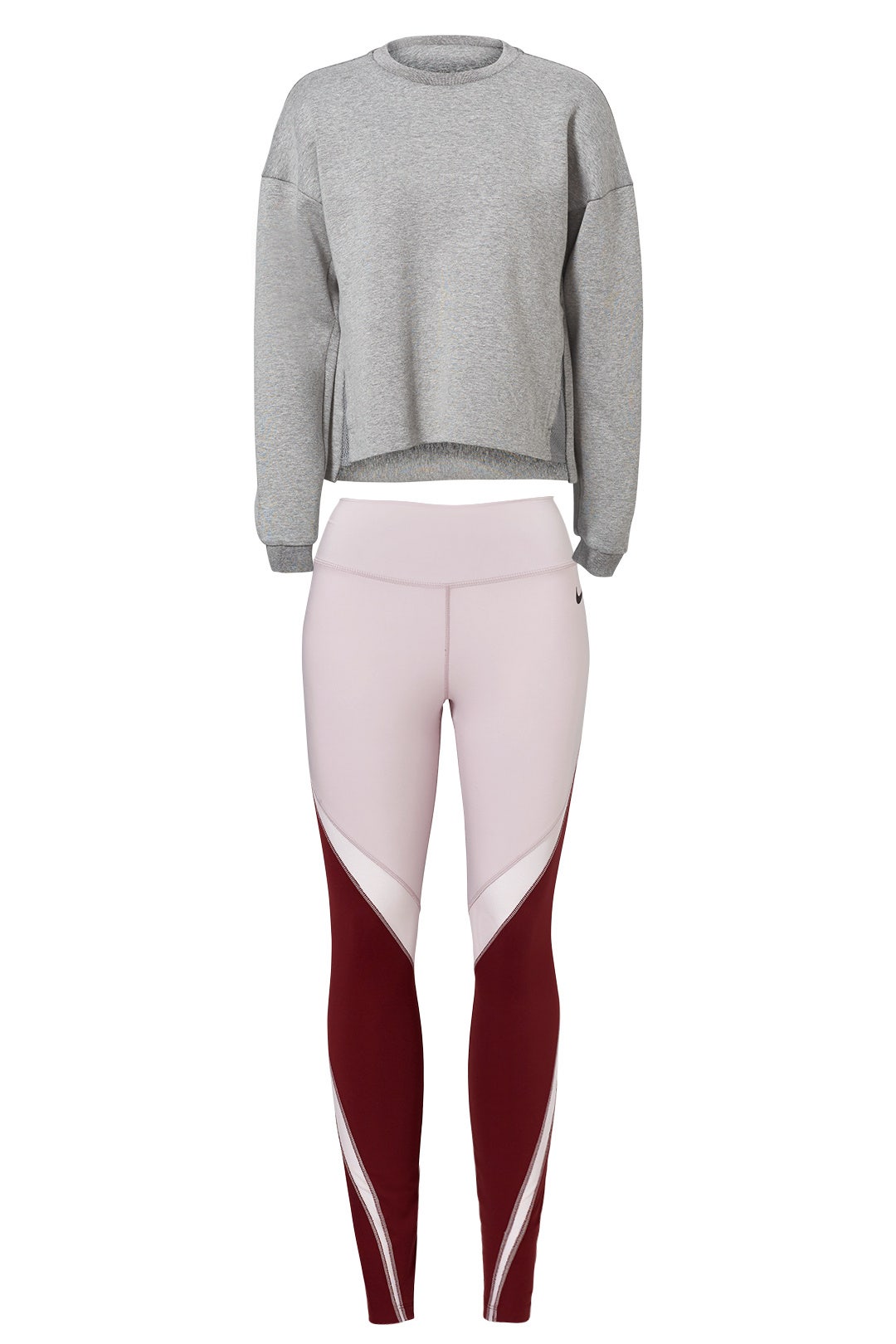 Gray Fleece Crew, Training Tank & Tight by Nike 4