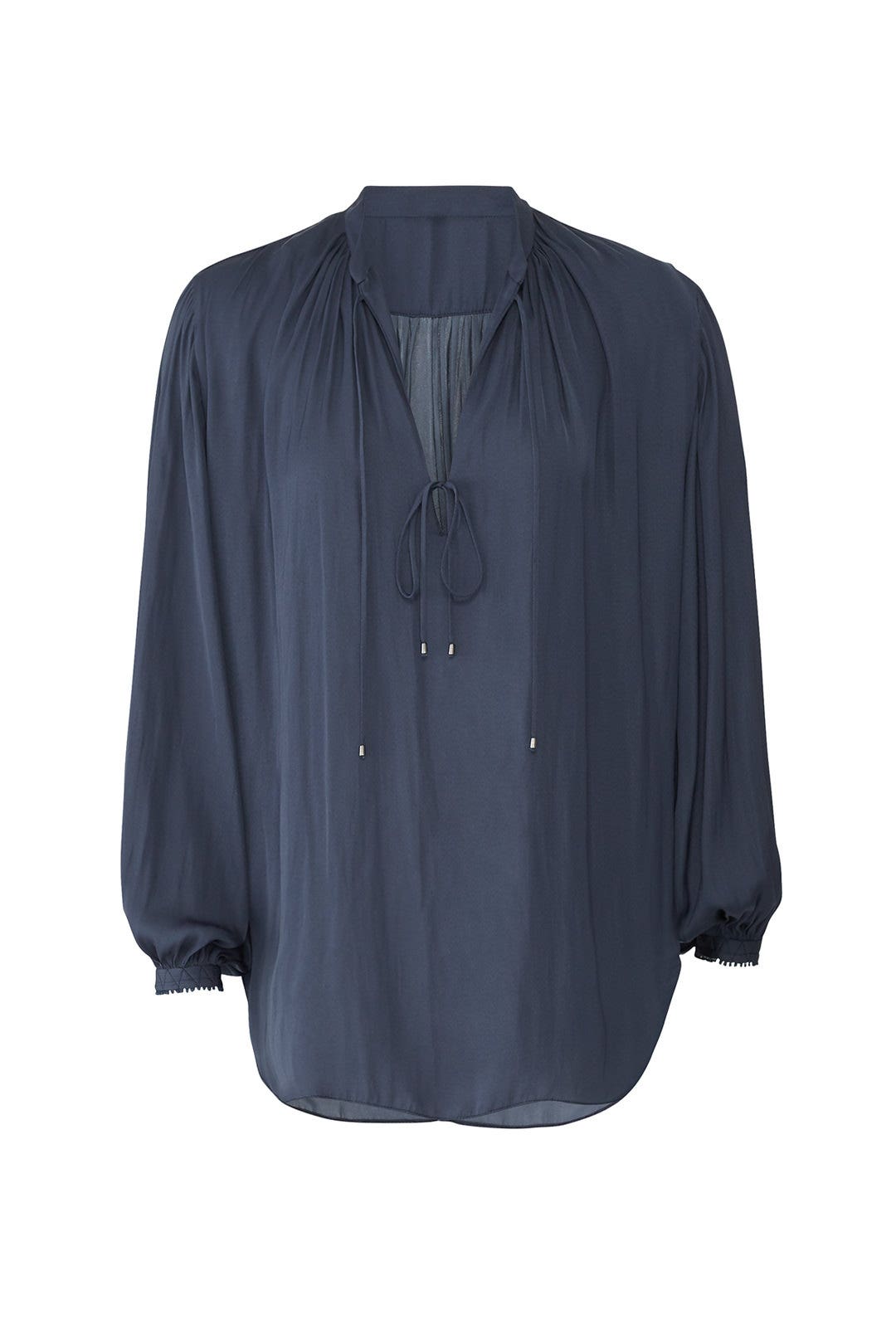 Mosaic Blue Tie Blouse by HALSTON 3