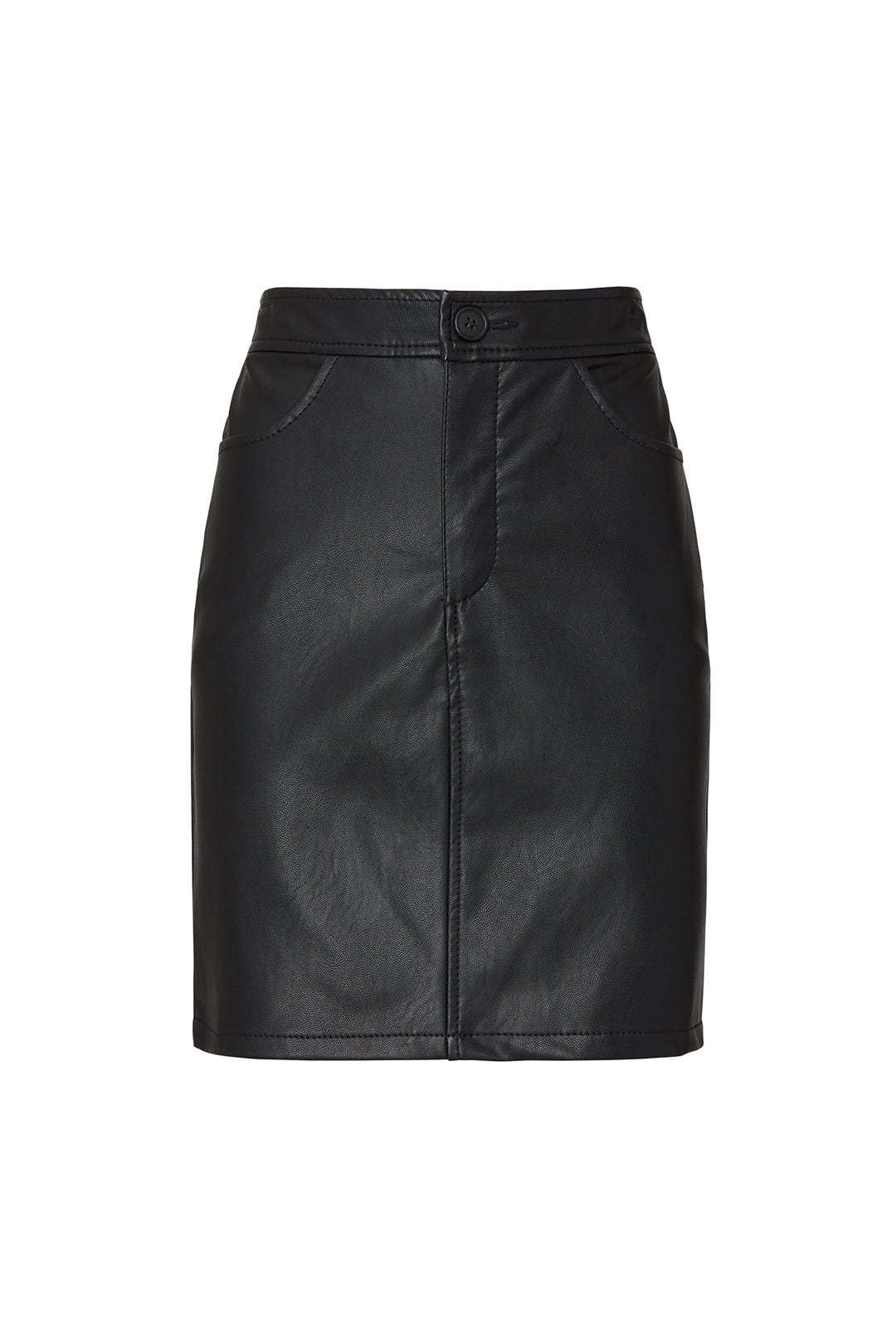 Buttoned Faux Leather Skirt by Fifteen Twenty
