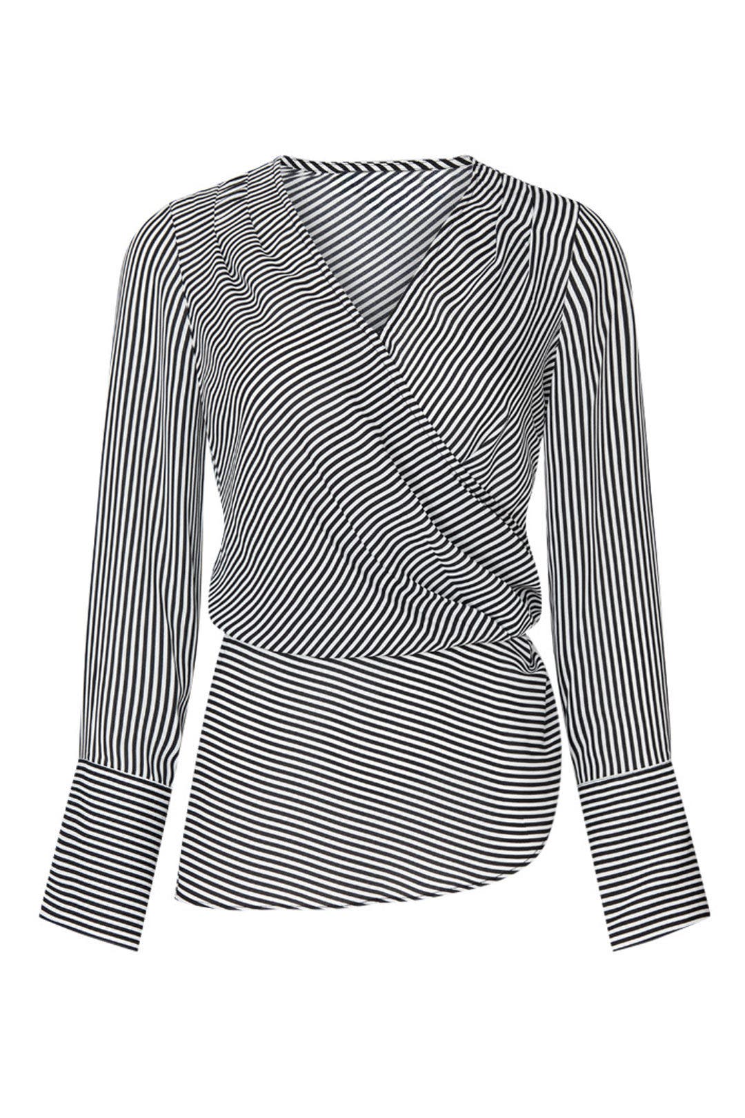 Striped Wrap Blouse by Badgley Mischka 4