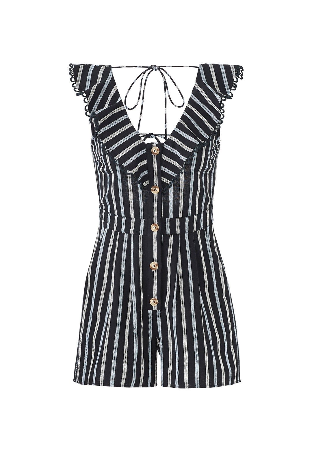 Striped Button Down Romper by Moon River