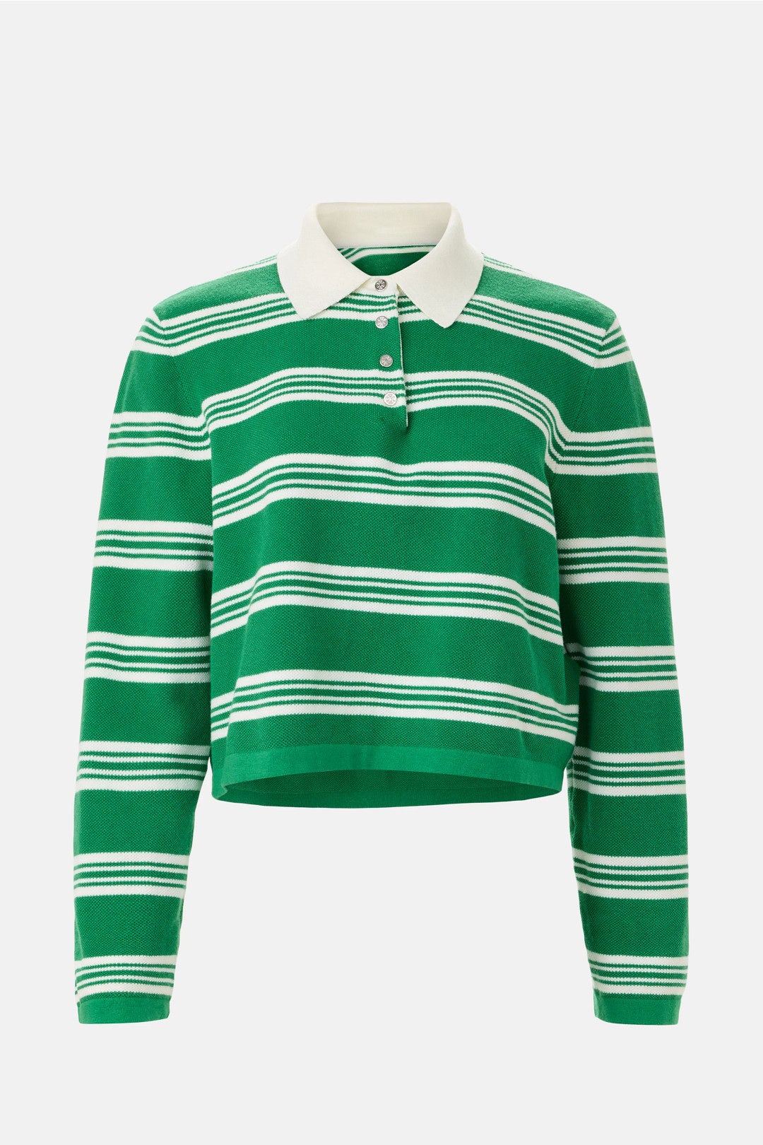 Striped Cropped Rugby Polo Shirt by Maje 4