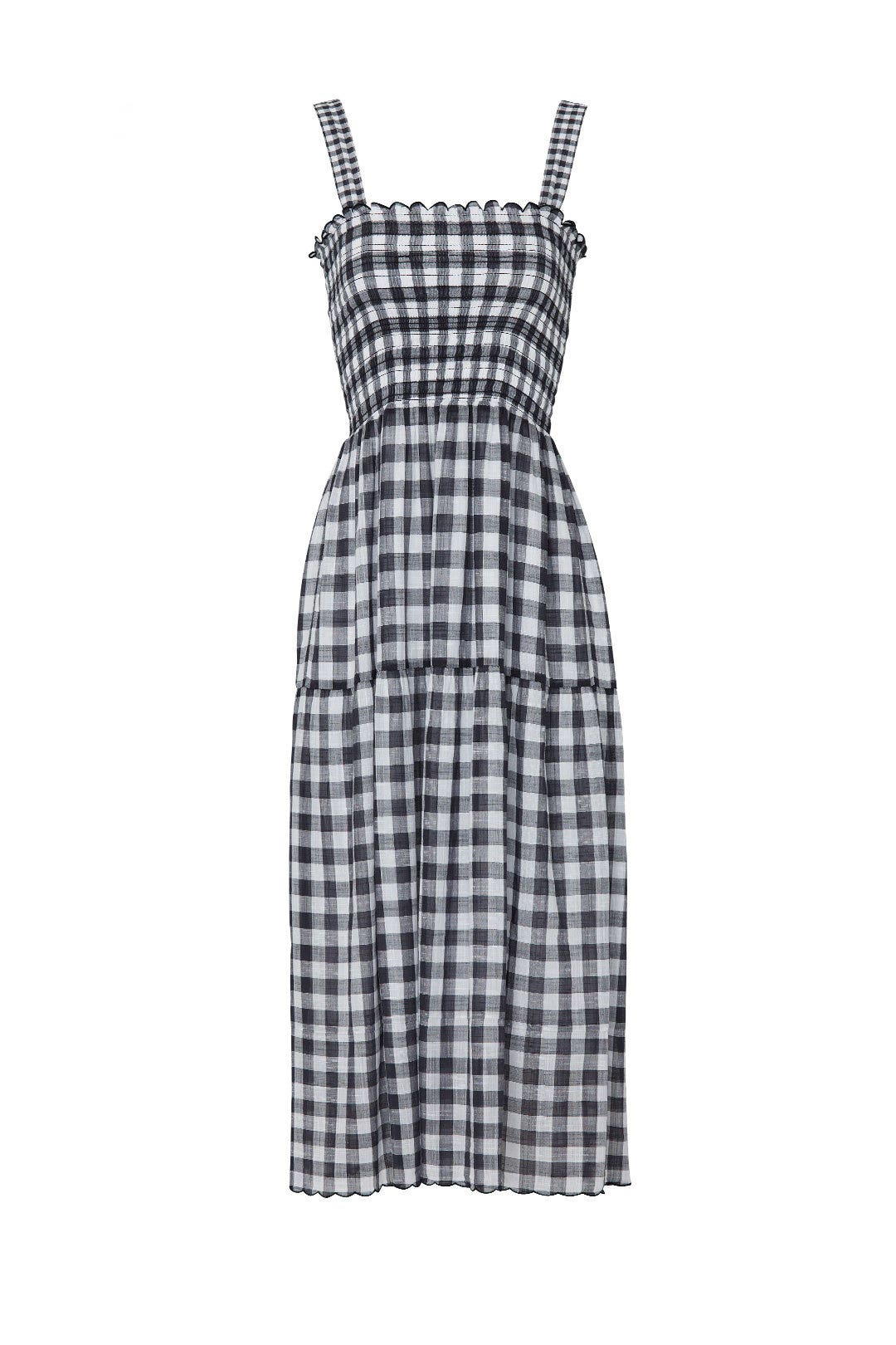 The Scallop Gingham Clover Dress by The Great.