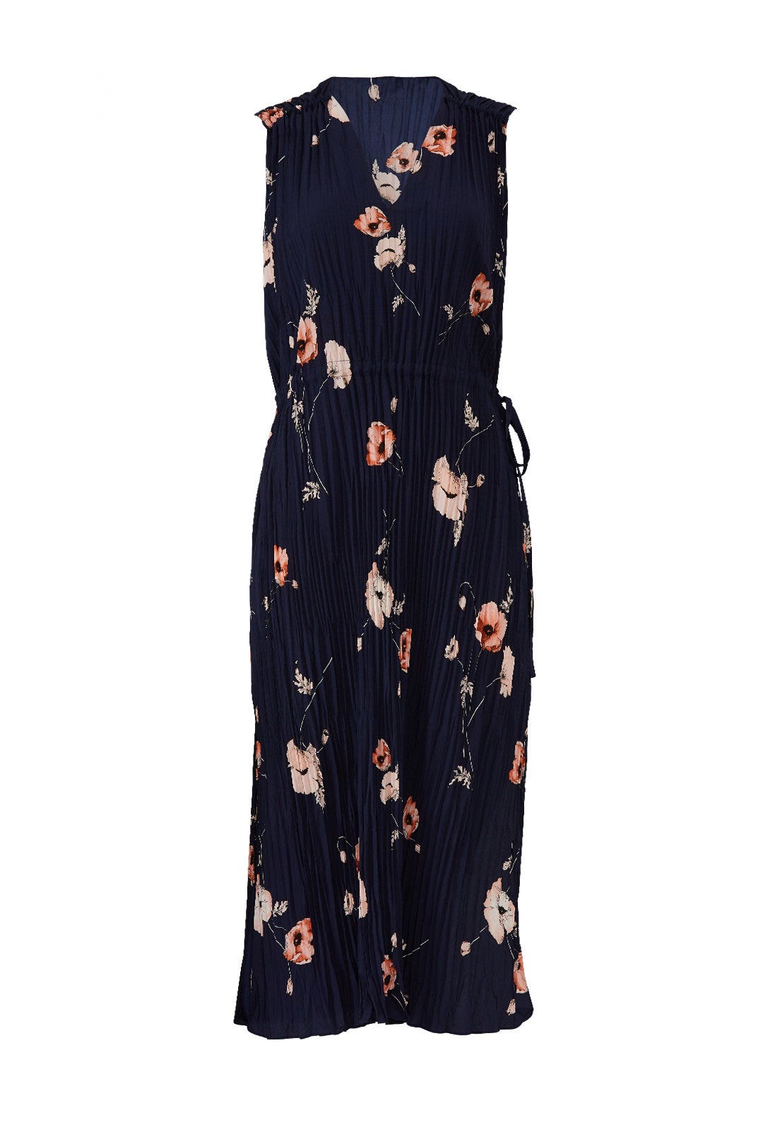 Tossed Poppy V-Neck Pleated Dress by VINCE. 3