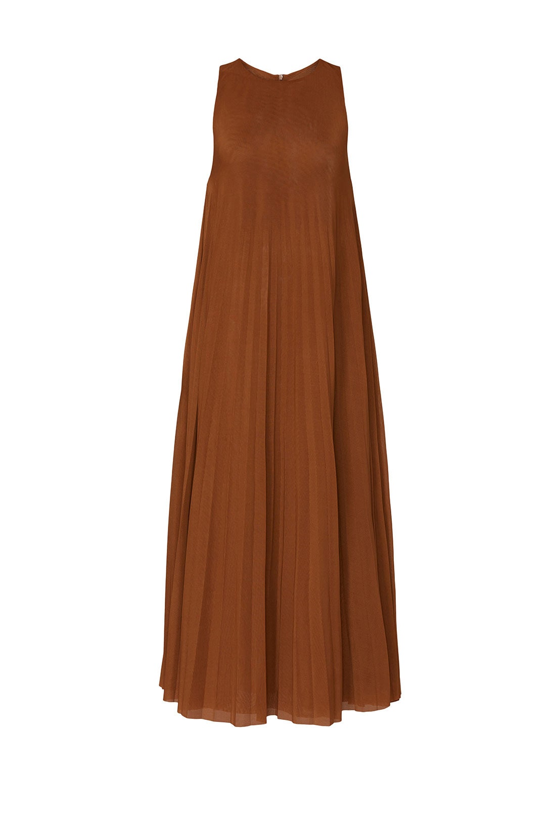 Brown High Neck Pleated Dress by VINCE. 4