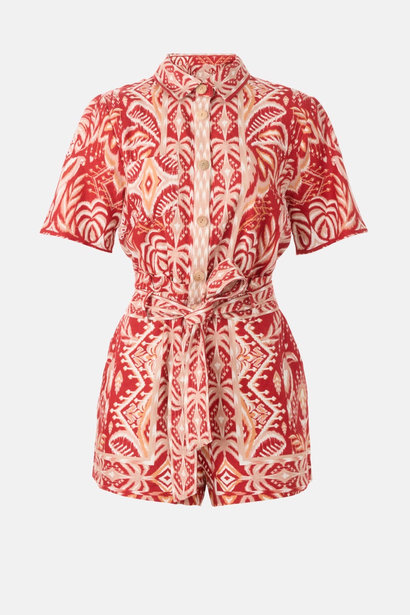 Red Tropical Tapestry Romper by FARM Rio - Photo 4