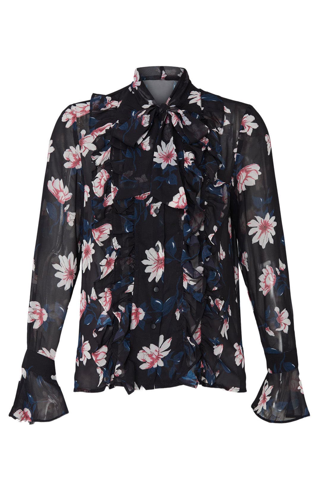 Ruffled Tie Neck Blouse by Badgley Mischka 4