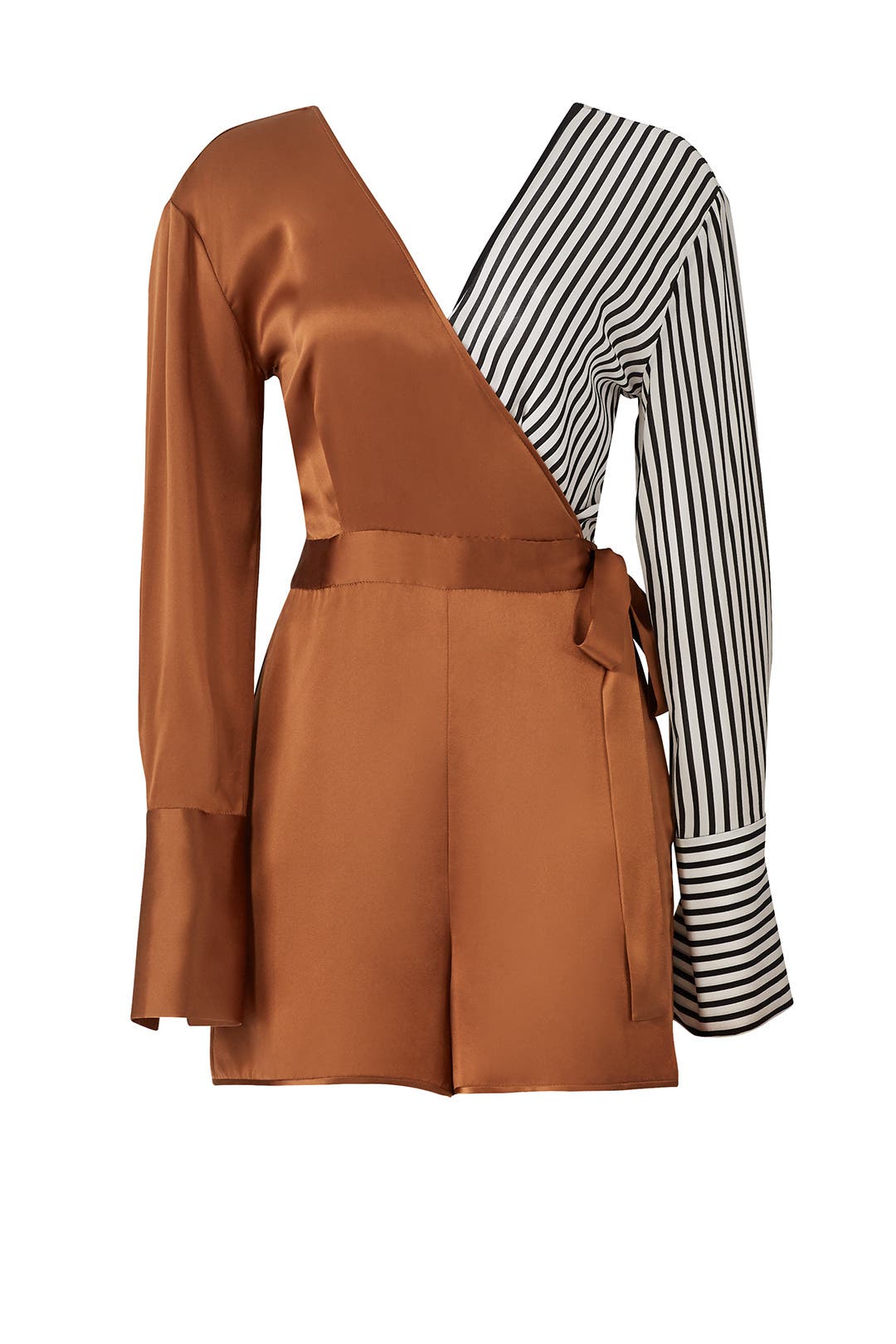 Gold Striped Colorblock Romper by Diane von Furstenberg for 70 Rent