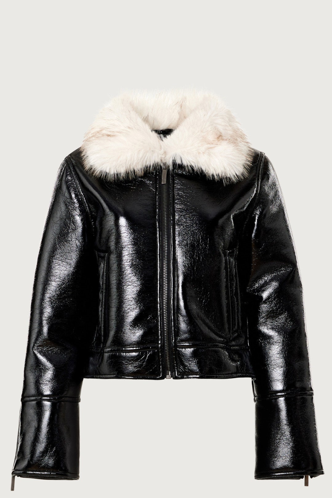 Wet Look Aviator Jacket by Unreal Fur 4