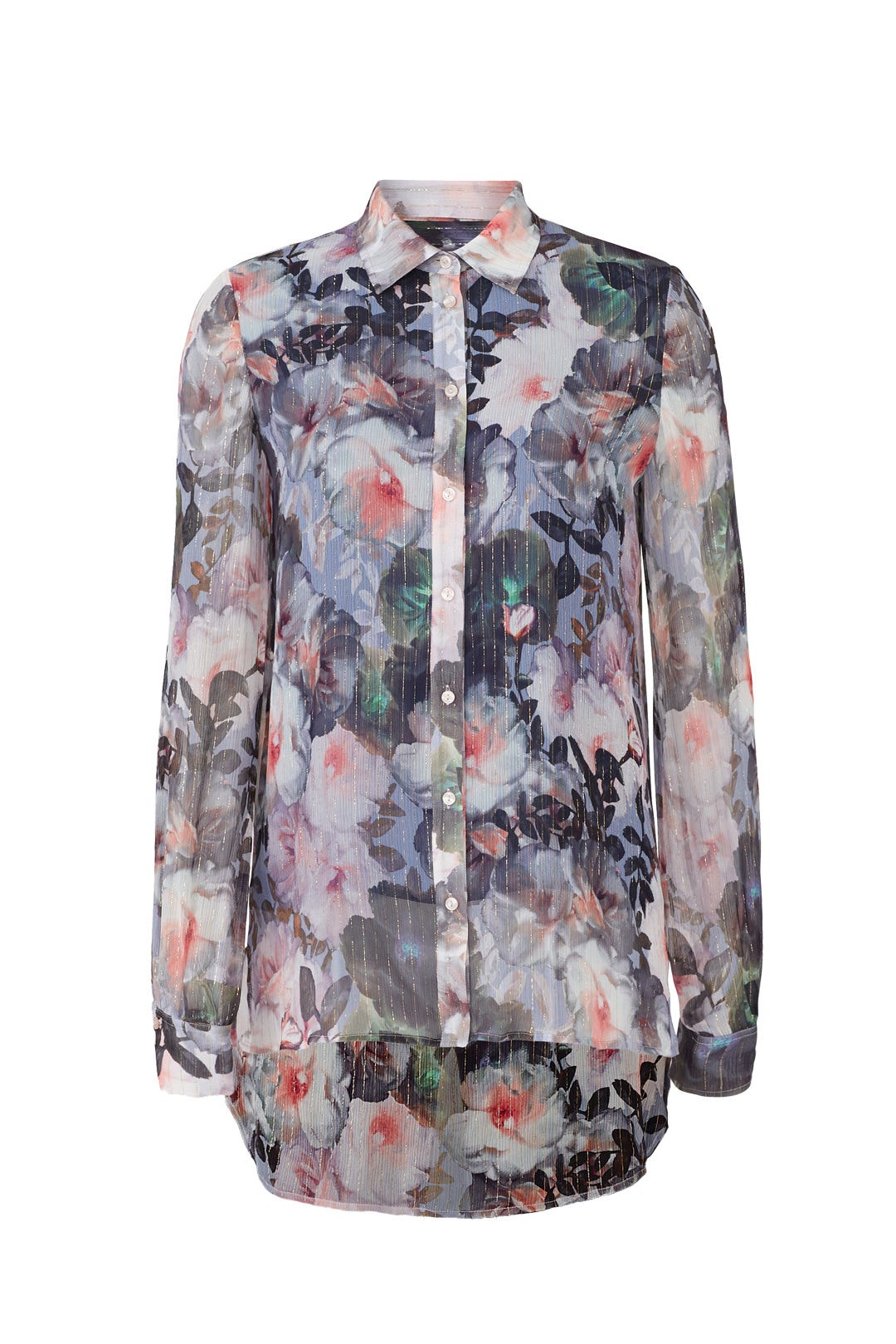 Pinstripe Floral Blouse by Badgley Mischka