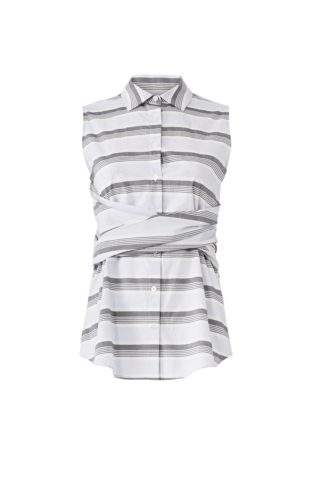 Grey Striped Tie Top by Derek Lam 10 Crosby