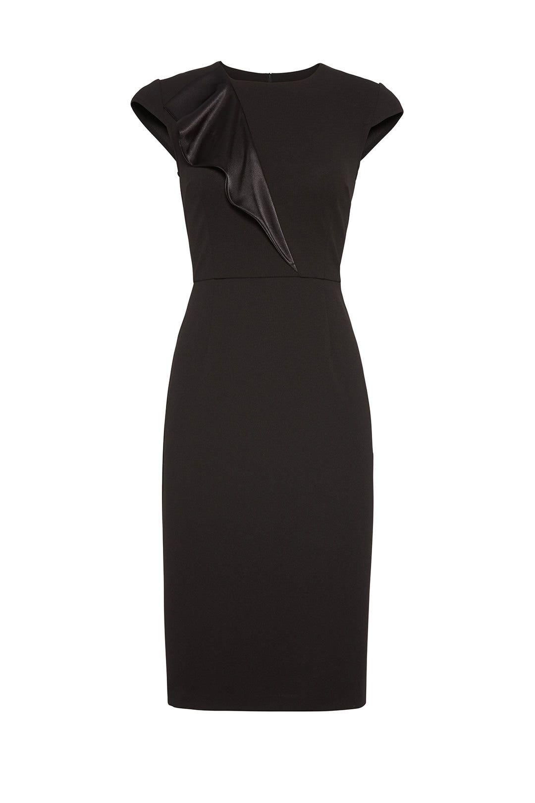 Black Ruffle Cap Sleeve Sheath by Donna Morgan