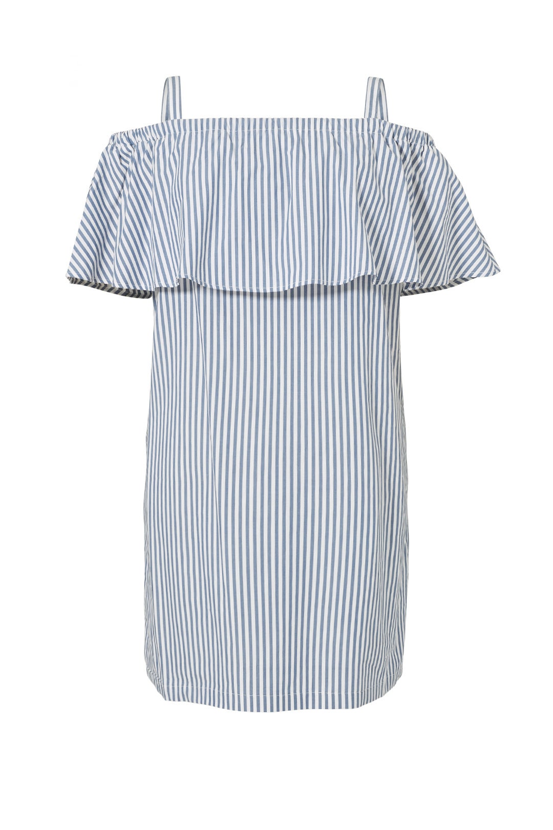 Pinstripe Ruffle Shoulder Dress by ELOQUII