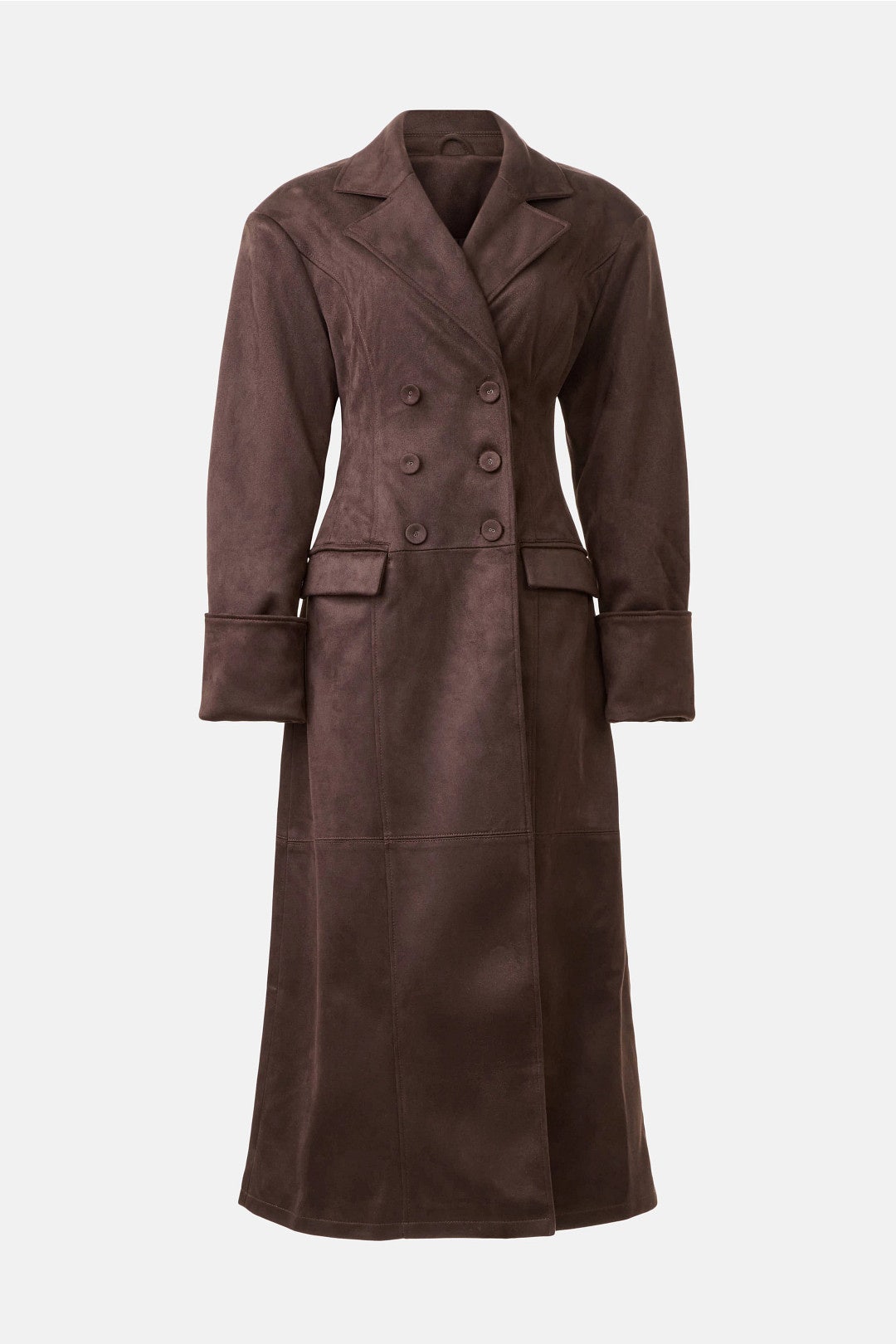 Double Breast Faux Suede Coat