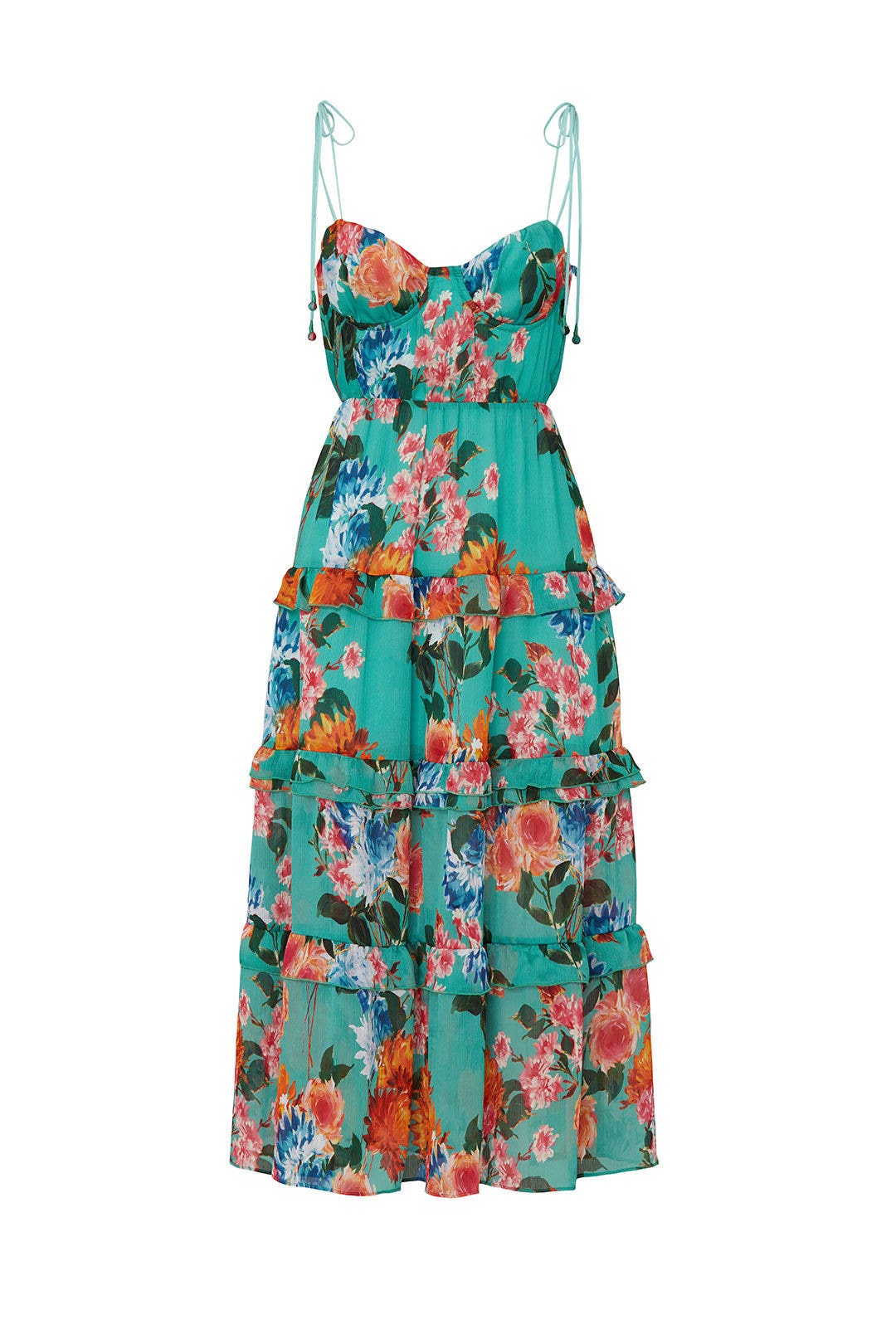 Green Floral Midi Dress by Harlyn 4