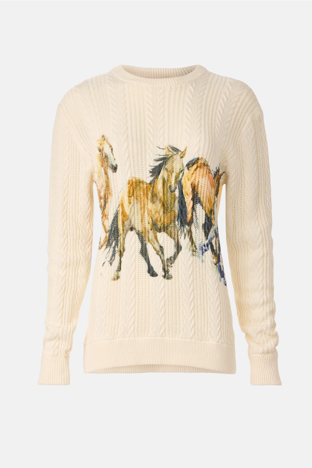 Running Horses Cable Knit Sweater by Terez 4