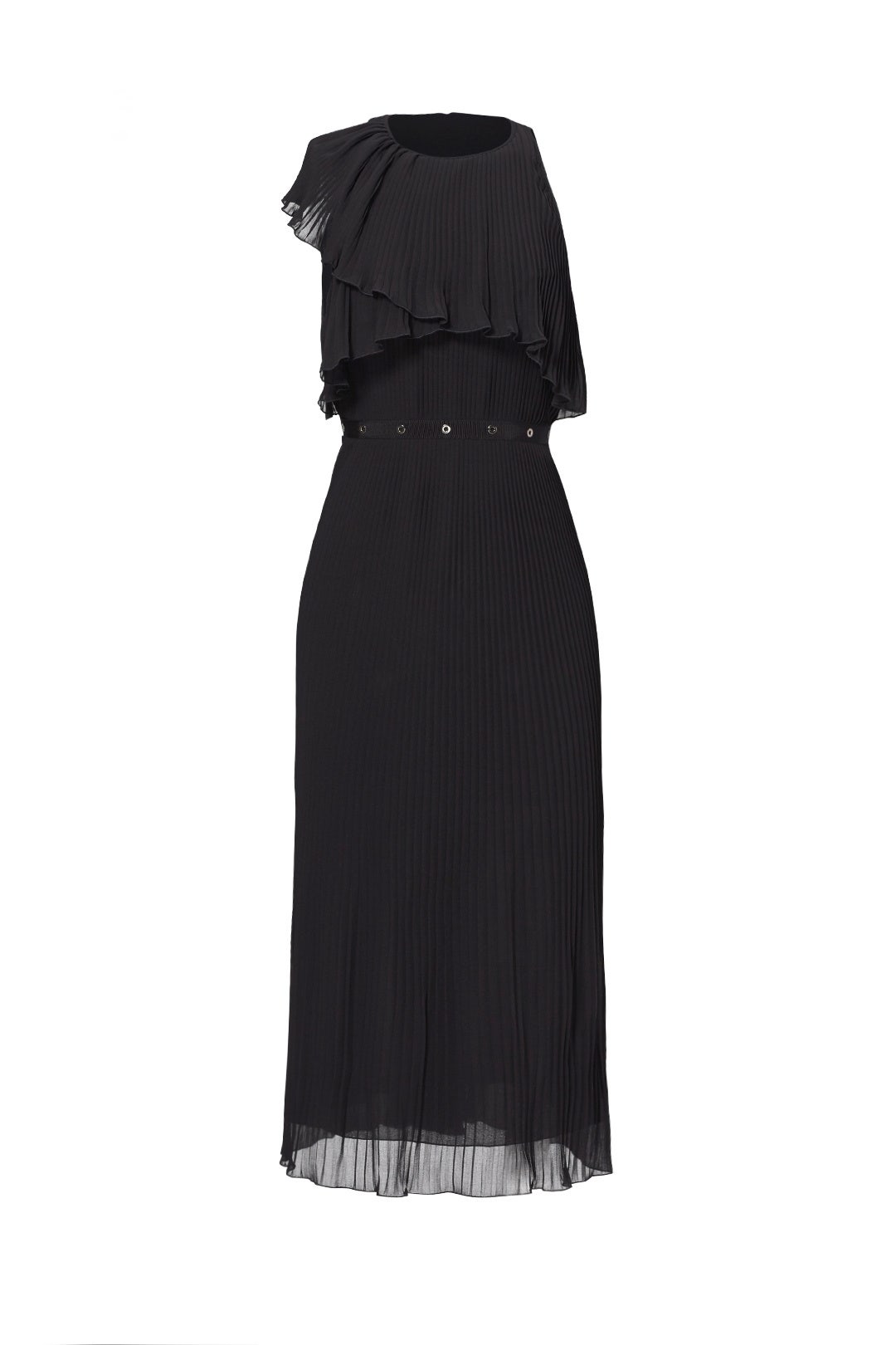 Black Pleated Sideswept Dress by Giamba 3