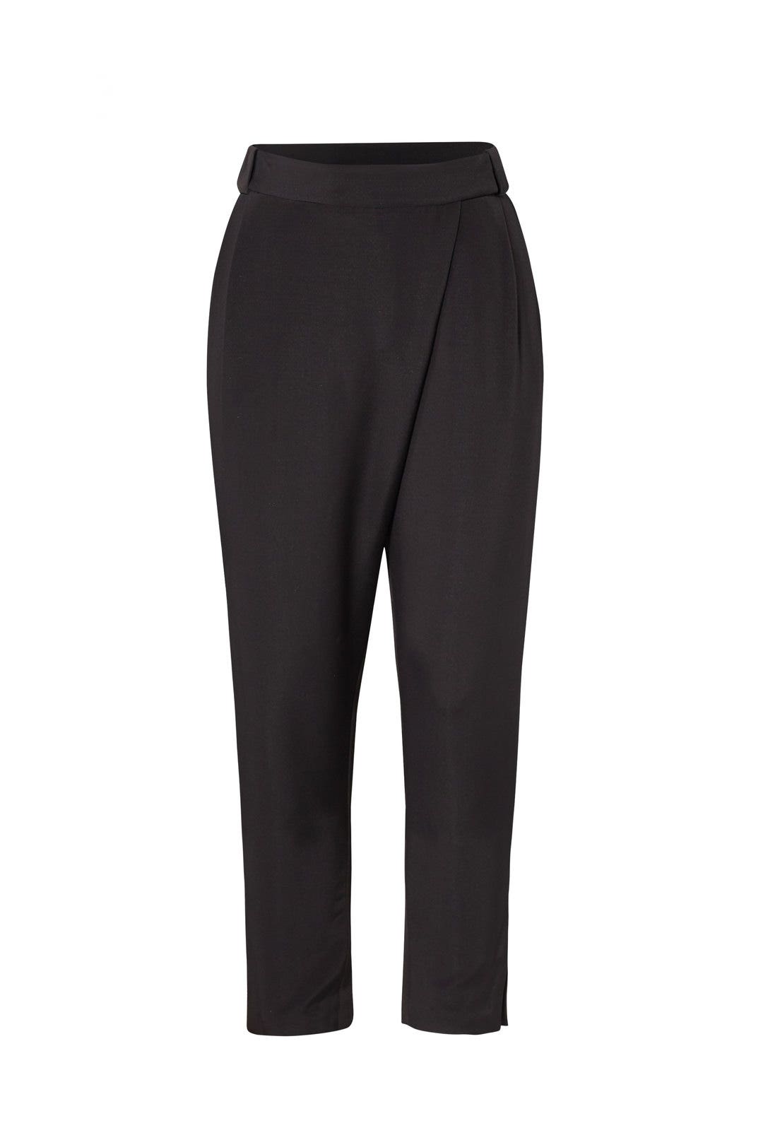 Black Wrap Front Pants by HALSTON 4