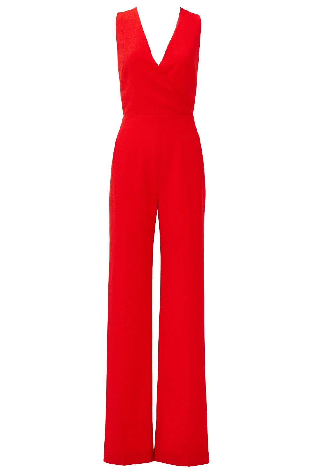 Red Pebbled Crepe Jumpsuit by Tory Burch 3