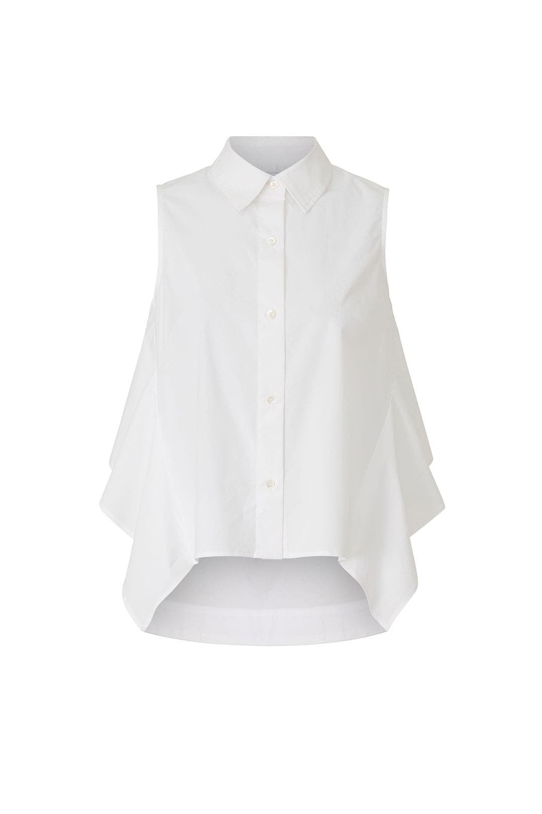 White Sleeveless Collared Blouse by Peter Som x RTR | Rent