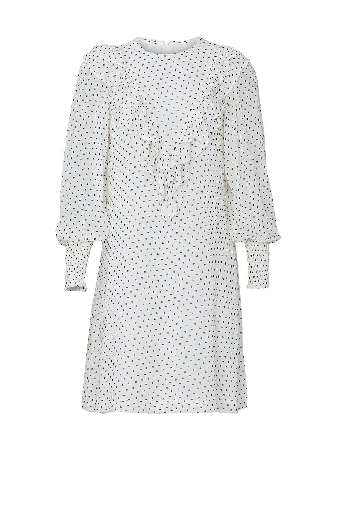 White Polka Dot Ruffle Dress by GANNI 4